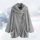 Sophia - Langärmelige Lose Vlies Kapuze Jacke Mit Knöpfen