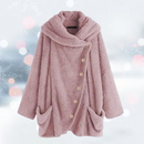 Sophia - Langärmelige Lose Vlies Kapuze Jacke Mit Knöpfen