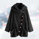 Sophia - Langärmelige Lose Vlies Kapuze Jacke Mit Knöpfen