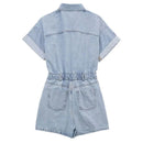 Malea – Modischer Kurzarm Jumpsuit mit Taschen und Knöpfen