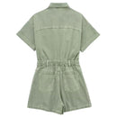 Malea – Modischer Kurzarm Jumpsuit mit Taschen und Knöpfen
