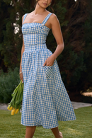 Clara - Elegantes ärmelloses Midi -Kleid mit praktischen Taschen