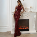Leana – Modisches ärmelloses Neckholder Langkleid mit schmaler Passform