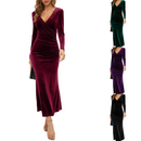 Zulema – Elegantes langärmliges Wickelkleid mit tiefem V Ausschnitt und schmaler Passform