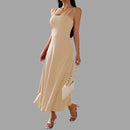 Alina - Modisches Midi Swing Kleid mit schmaler Passform und Spaghetti Trägern