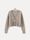 Miriam - Warmer Gekürzt Strickjacke mit langen Ärmeln und Knöpfen