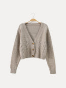 Miriam - Warmer Gekürzt Strickjacke mit langen Ärmeln und Knöpfen