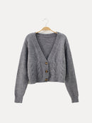 Miriam - Warmer Gekürzt Strickjacke mit langen Ärmeln und Knöpfen