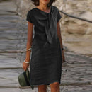Marla – Kurzarmkleid mit Rundhalsausschnitt und lockerer Passform