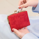 VitageWallet – Kompakte, zweifach faltbare Geldbörse mit Vintage-Kiss-Lock-Verschluss und mehreren Kartenfächern