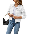 Emma - Lässige langärmelige Jeansjacke mit Knöpfen und Taschen