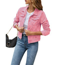 Emma - Lässige langärmelige Jeansjacke mit Knöpfen und Taschen