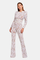 Doreen – Modischer Langarm Jumpsuit mit Rundhalsausschnitt und hohem Taillengürtel