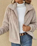 Carol - Warm Langärmelig Pelzige Jacke Mit Reissverschluss