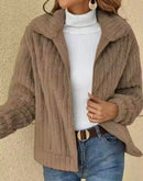 Carol - Warm Langärmelig Pelzige Jacke Mit Reissverschluss