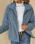 Carol - Warm Langärmelig Pelzige Jacke Mit Reissverschluss
