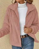 Carol - Warm Langärmelig Pelzige Jacke Mit Reissverschluss