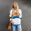 Freya - Rundhalsausschnitt Langärmelig  Regenbogen Druck Pullover