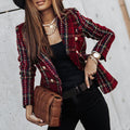 Adia - Stilvoller Doppelreihiger Karierter Blazer