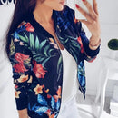 Livia - Stylische langärmelige Bomberjacke mit floralem Muster und Reißverschluss