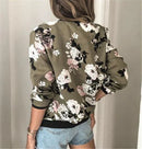 Livia - Stylische langärmelige Bomberjacke mit floralem Muster und Reißverschluss