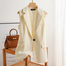 Lena - Locker geschnittener ärmelloser Blazer mit Reverskragen und Knopf