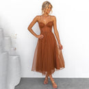Tanja - Luxuriöses ärmelloses Midikleid mit Schulter Spaghettiträgern