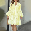 Vesper – Anmutiges Midikleid mit Laternenärmeln und klassischer Knopfleiste