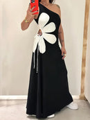 Wendla – Modisches Eine Schulter Kleid mit Blumenprint