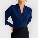 Marie – Elegante Langarmbluse mit V Ausschnitt