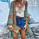 Heidi – Stilvoller mittellanger Boho-Kimono mit Vintage-Muster und weiten Ärmeln