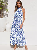 Jasmin - Lässiges ärmelloses langes Kleid mit Polkadot für einen luxuriösen Look