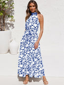 Jasmin - Lässiges ärmelloses langes Kleid mit Polkadot für einen luxuriösen Look