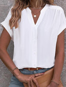 Lydia – Lässiges V Ausschnitt Oberteil Mit Kurzen Ärmeln