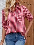 Greta - Lässiges Langarmshirt mit Umlegekragen und Knöpfen