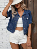 Leonie - Stylische kurzärmelige Jeansjacke mit Knöpfen und Taschen