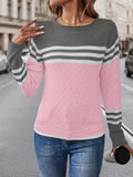 Caroline - Langärmelig Gestreift Rundhalsausschnitt Pullover