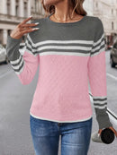 Caroline - Langärmelig Gestreift Rundhalsausschnitt Pullover