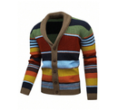Claus - Langärmelige Gestreift Strickjacke Mit Schaltflächen