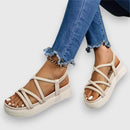 Josefine – Elegante flache Sandalen mit runder Spitze Gummiband und Fußgewölbeunterstützung