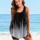 Amelie – Lässiger Zweiteiler-Badeanzug aus bedrucktem Top und Shorts mit hoher Taille