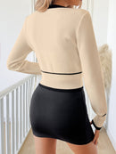 Elegante Strickjacke mit Kontrastsaum und KnÃ¶pfen fÃ¼r Damen | Amelia