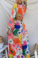 Maia – Maxikleid mit Blumenprint, ausgeschnittener Taille und langen Ärmeln