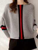 Eleganter Farbblock-Strickpullover mit U-Boot-Ausschnitt fÃ¼r Damen | Emily