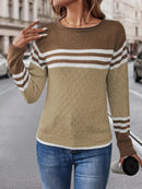 Caroline - Langärmelig Gestreift Rundhalsausschnitt Pullover