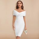 Blanca – Elegantes schulterfreies Schlanke Passform Midikleid mit Reißverschluss auf der Rückseite