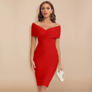 Blanca – Elegantes schulterfreies Schlanke Passform Midikleid mit Reißverschluss auf der Rückseite