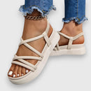 Josefine – Elegante flache Sandalen mit runder Spitze Gummiband und Fußgewölbeunterstützung