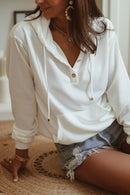 Luna – Eleganter V Ausschnitt Hoodie Mit Langen Ärmeln