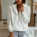 Luna – Eleganter V Ausschnitt Hoodie Mit Langen Ärmeln